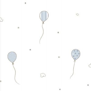White wallpaper with azure balloons