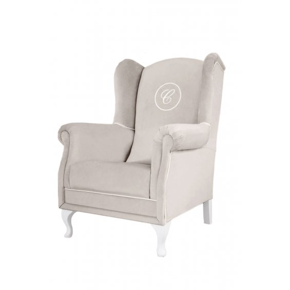 Beige armchair beige with emblem