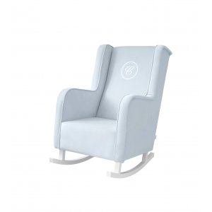 Rocking armchair Modern blue with emblem