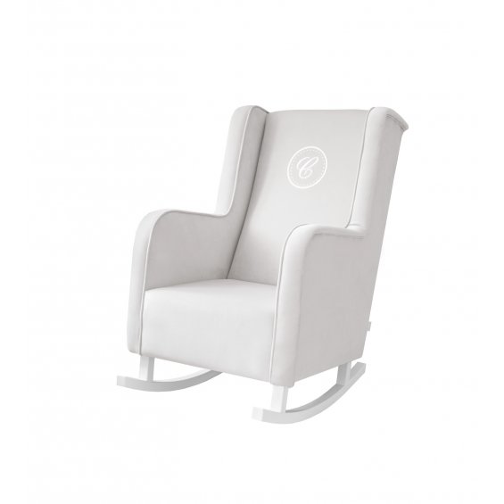 Rocking armchair modern ivory with emblem