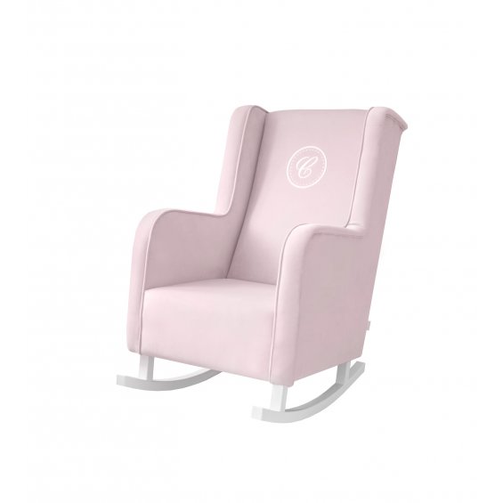 Rocking armchair modern pink with emblem