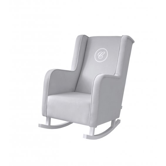 Rocking armchair modern grey with emblem