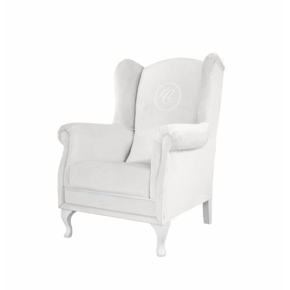 Ivory armchair with emblem
