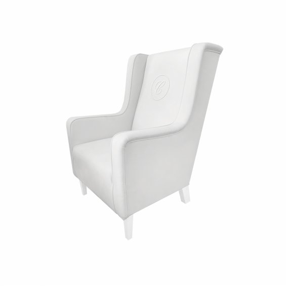 Armchair modern ivory with emblem