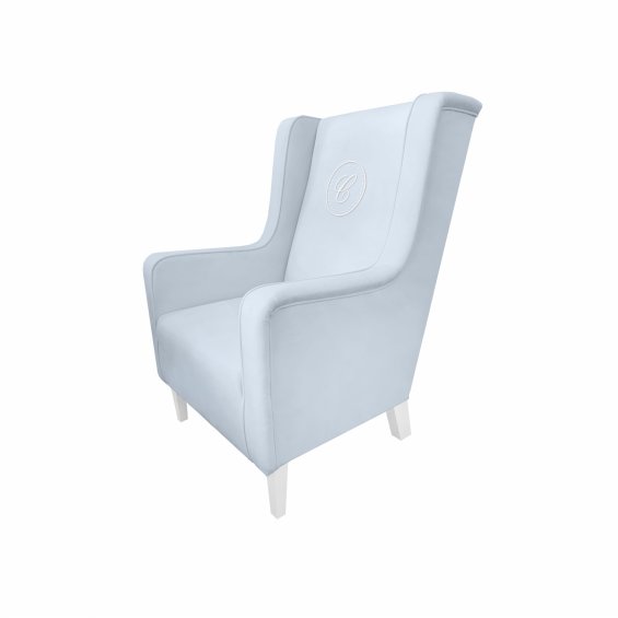 Armchair modern blue with emblem