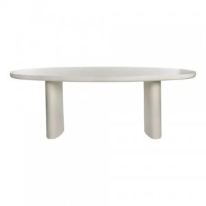 PIASTRO - table - lime plaster - L 220 x W 100 x H 76 cm - off-white