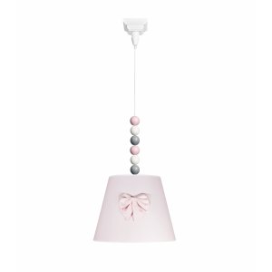 Pink chandelier with bow and balls