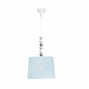 Blue velour chandelier with balls