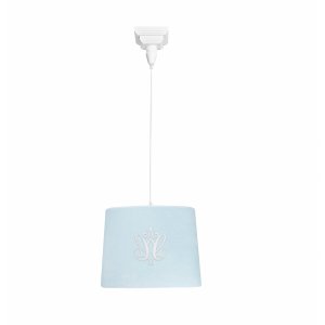 Blue velour chandelier with emblem