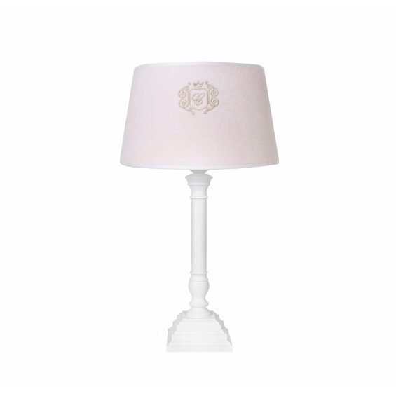 baby pink velours lamp with emblem