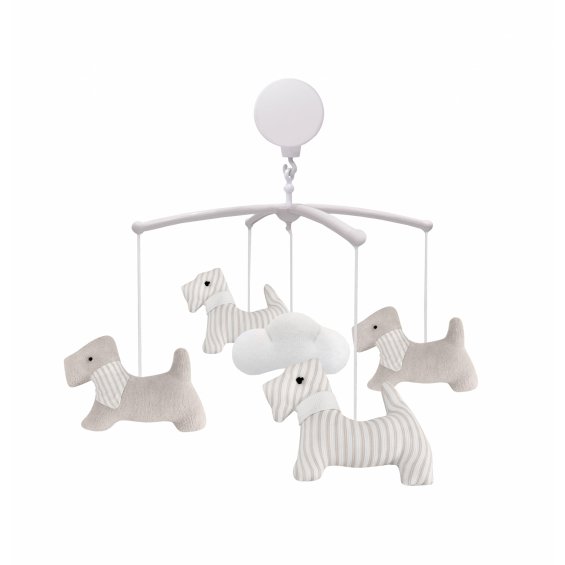 baby carousel with beige dogs