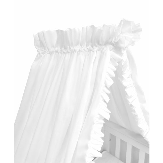 White standing canopy with a flounce