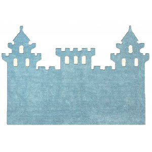 Blue castle-shaped rug