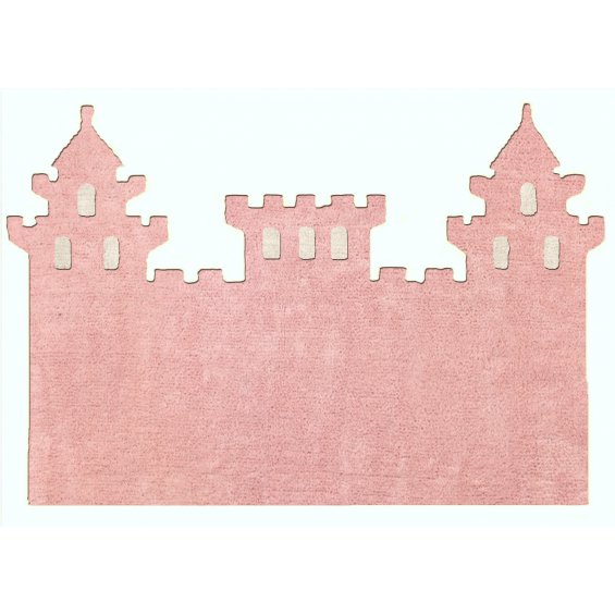pink castle-shaped rug