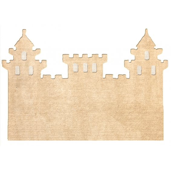 beige castle-shaped rug