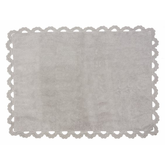 Grey rug with crochet