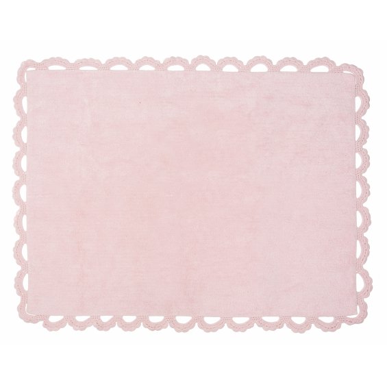 Pink rug with crochet