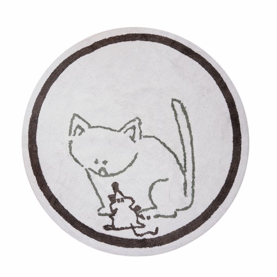 Round rug with cat and mouse