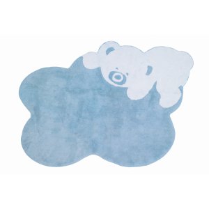 Blue cloud rug with teddy bear