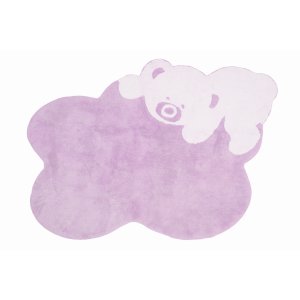 Pink cloud rug with teddy bear