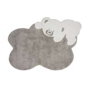 Grey cloud rug with teddy bear