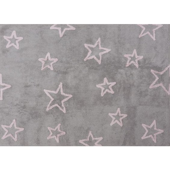 Grey rug with pink stars