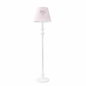 Baby pink floor lamp with bow and decorative leg