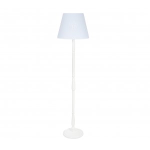 Baby blue floor lamp with emblem