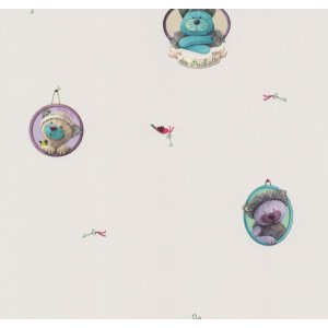 Beige wallpaper with teddy bears Les Petits Curieux