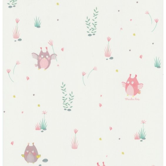 Wallpaper with small owls Les Petits Curieux