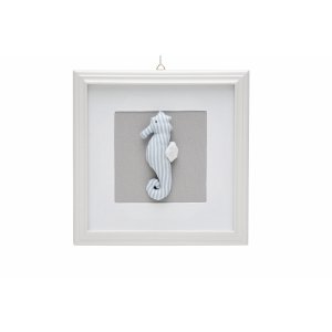 Grey textile picture with seahorse