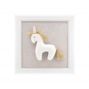 Textile picture with beige unicorn