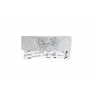 White wicker box with grey liner small